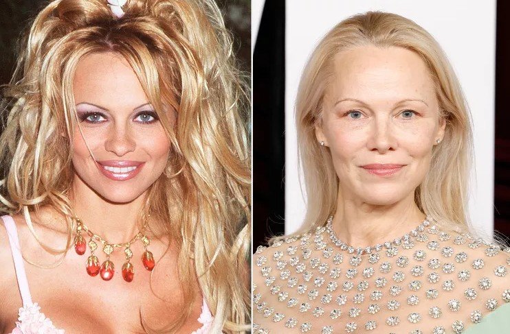 Pamela Anderson then and now